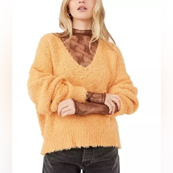 Free People Sweaters - Free People We The Free Women's Theo V-Neck Sweater Goldy Yellow